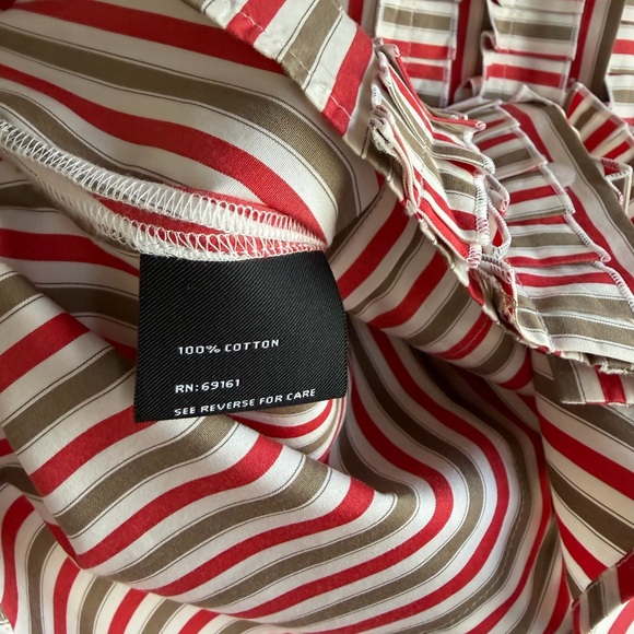 Carlisle Women's Tuxedo Ruffle Front Striped Button Down Shirt Size 8 - Picture 5 of 5